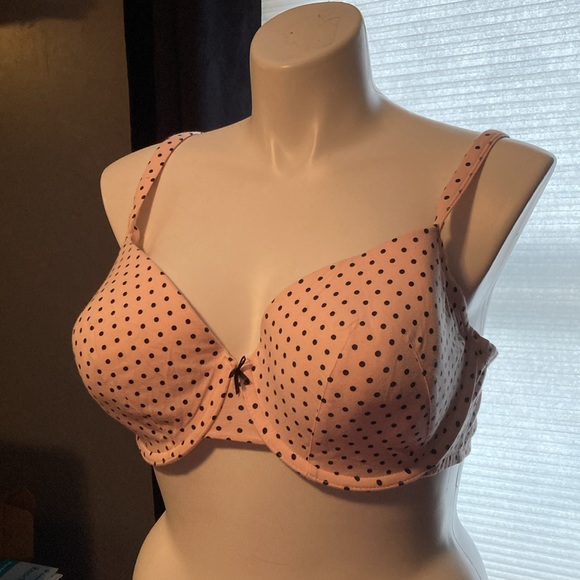 Cacique padded underwire convertible pink with black dots bra 44DD - Picture 2 of 6
